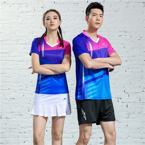 新款羽毛球服套装男女打乒乓球衣V领比赛网球服团购印字气排球服