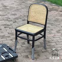 ins solid wood rattan chair post-modern light luxury dining chair new Chinese leisure negotiation reception chair cafe Hotel