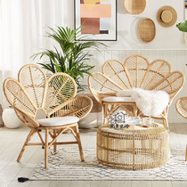 ins Real rattan art flower chair creative Peacock chair home makeup wedding photography props model house homestay