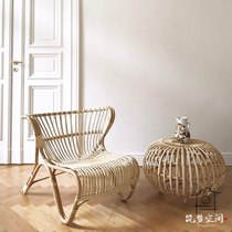 Natural real wicker chair ins rattan chair balcony sofa chair bedroom living room casual home single recliner design