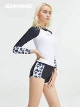 SWANS poetry Rhyming Split Swimsuit Woman Long Sleeve Conservative Veil slim sexy beach spa Two sets of swimsuit