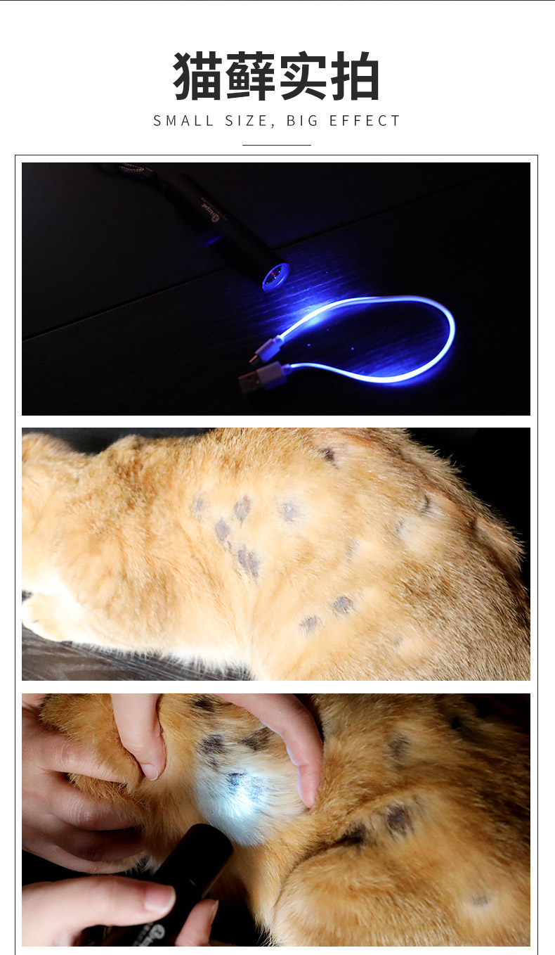 猫咪猫藓灯真菌探照灯猫藓笔伍德氏灯紫外线用品逗猫棒猫玩具