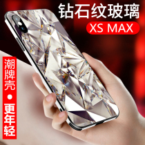 3D diamond glass iphonexs max mobile phone shell new Apple xs ultra-thin glass iphone xs silicone fall-proof female models all-inclusive xs hour max personality tide brand men