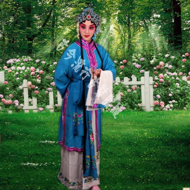 戏剧服装,古装,花旦服装,青衣披,素青衣披,青衣褶子
