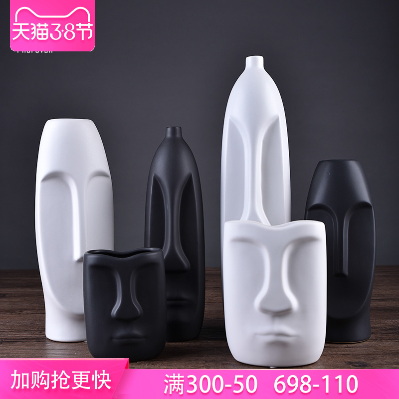 Boreal Europe style of modern creative home decoration ceramic face the vase flower arranging handicraft decoration furnishing articles to the living room