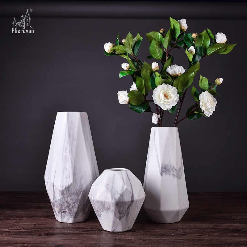 The modern marble ceramic vases, flower implement furnishing articles furnishing articles creative floral desktop sitting room The mock up room