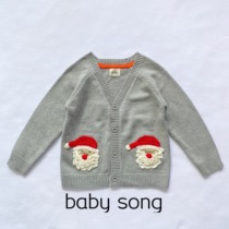 Exit Inform mini90-140 male and female child treasure pure cotton line Santa embroidered knitted sweater cardiovert jacket
