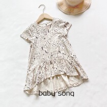 Export Australia single cot2-10 year old girl treasure pure cotton unicorn bronzing star irregular design sensual dress