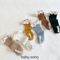 3 Double groups South Korea 1-10 years all sizes Combed Pure Cotton Princess Women Bao Children No to Delicate Lace midsize stockings