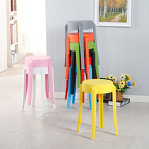 Plastic chair thickened adult household dining chair fashion creative four-legged stool Economical and durable street stall round stool