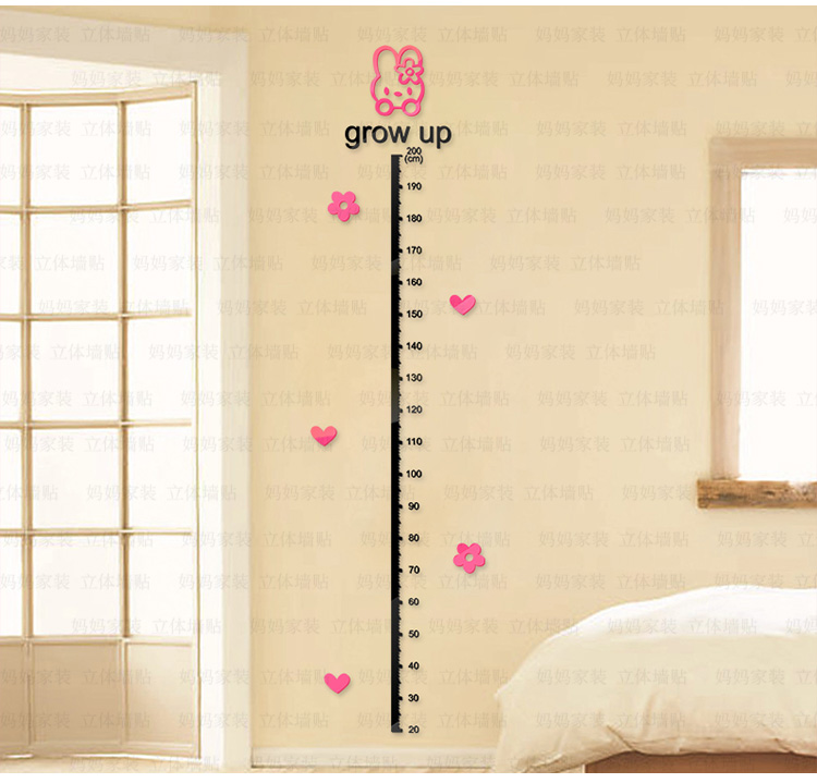 卡通儿童身高贴纸3d亚克力立体墙贴儿童房卧