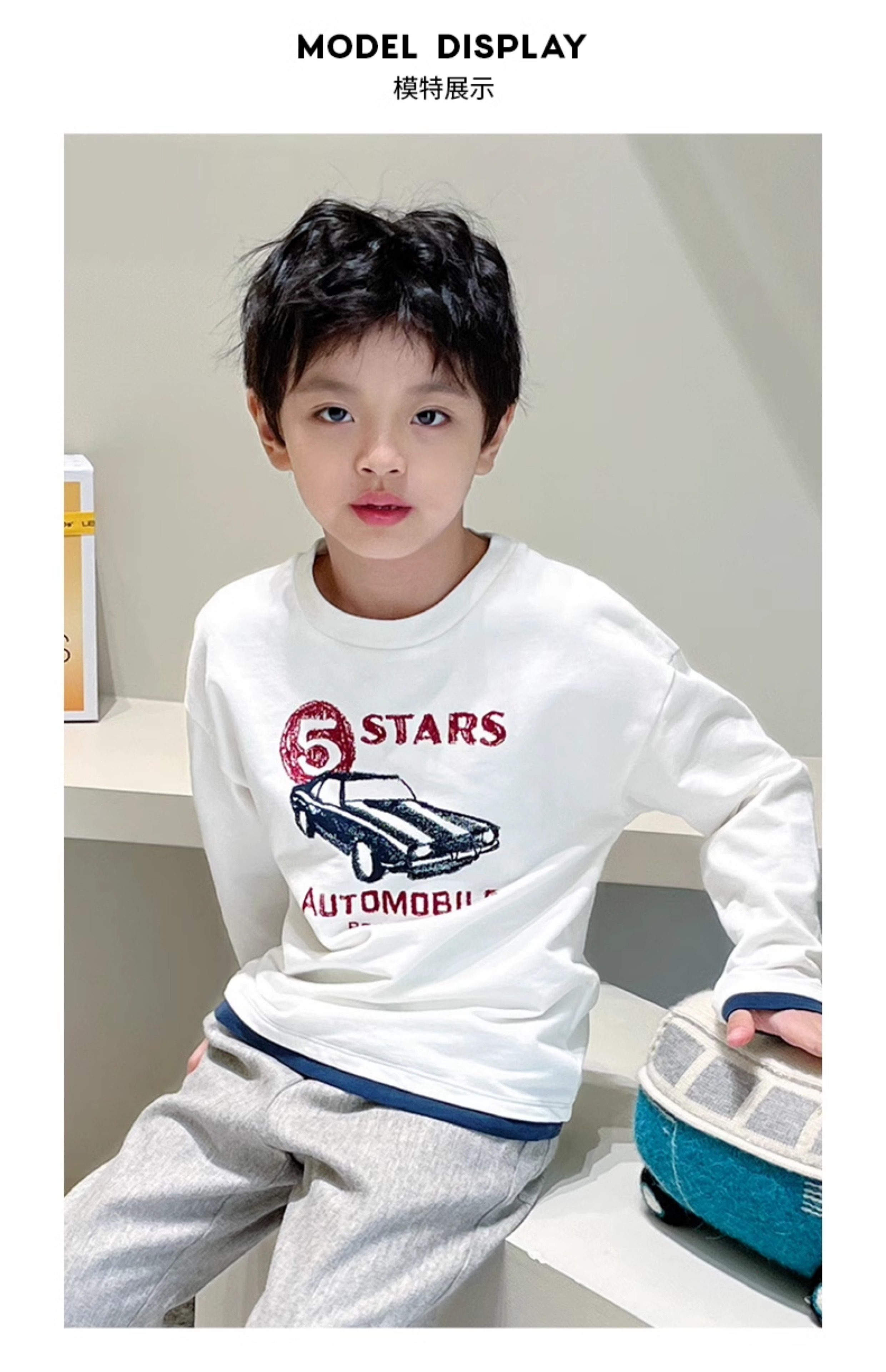 现货bonpoint童装 秋冬新款骑车图案长袖t恤 欧洲直采