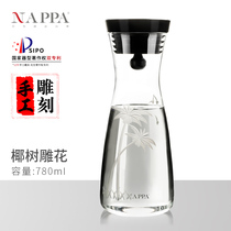 NAPPA Chinese Craftsman series cold water bottle hand-engraved high temperature resistant glass cold water bottle engraved flower