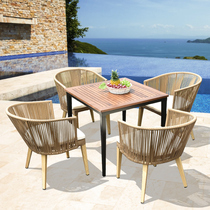 Outdoor Balcony Table And Chairs Courtyard Terrace choreography Rope Sunscreen Chair Leaning Back Chair Outdoor Garden Leisure Three Sets