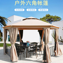 Courtyard garden tent pavilion small wooden house hexagonal advertising leisure sunshade outdoor large event tent rain shelter