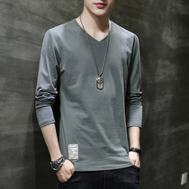 Spring and autumn season lingerie male blouse single piece of undershirt pure cotton thin and autumn clothes V collar in Korean version Fashion can be worn outside