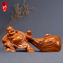 Rosewood Maitreya Buddha statue ornaments solid wood carved belly bag laughing Buddha statue living room mahogany opening craft gifts