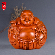 Rosewood Maitreya Buddha ornaments solid wood carving fortune big belly laughing Buddha car ornaments mahogany crafts gifts
