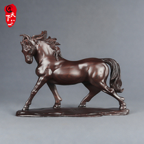 Ebony horse ornaments mahogany twelve zodiac horse to success desktop office solid wood carving crafts gifts