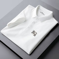 High-end series Polo shirt Mens short-sleeved T-shirt Summer half-sleeved cotton lapel slim large size mens T-shirt