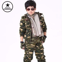 Childrens camouflage clothing Boys  autumn and winter suit Pure cotton thickened velvet special forces winter camp two-piece military uniform