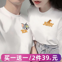 Cat and Mouse Couple Dress Summer 2021 New Tide Brand Small Size Half Sleeve ins Joint Men and Women Short Sleeve T-shirt