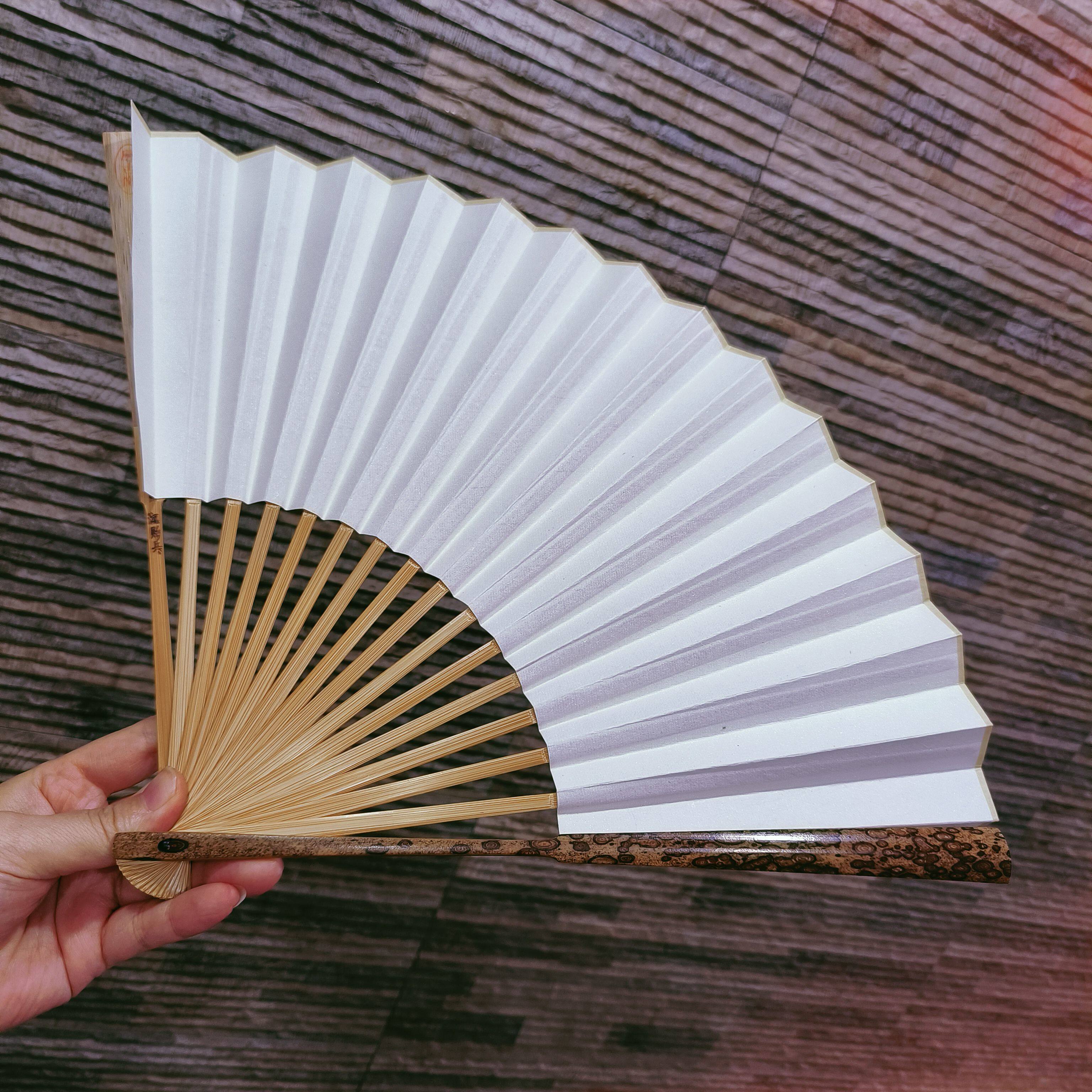 收藏九嶷山老梅鹿黑底圆花95寸文玩折扇非遗江贻兵制古方扇子113