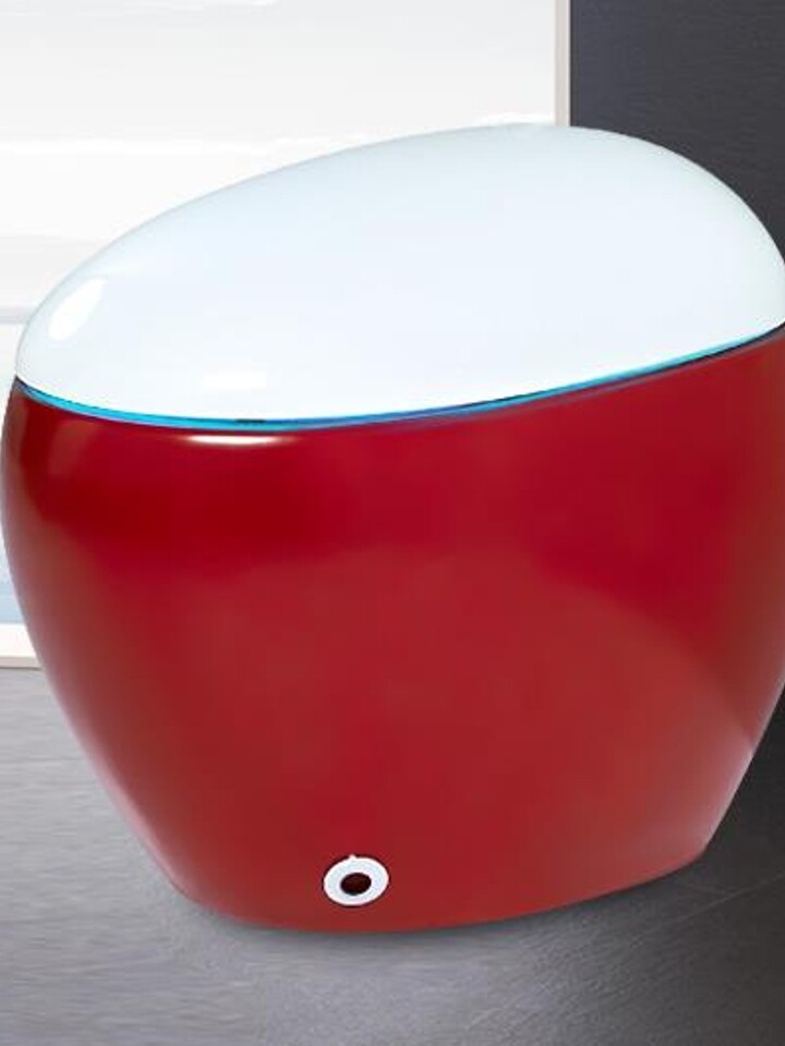 德森蒂威酒红色鸡蛋型智能马桶