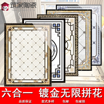 Living room microcrystalline parquet tile 800 European style restaurant aisle gilded carpet Hall infinite puzzle tile