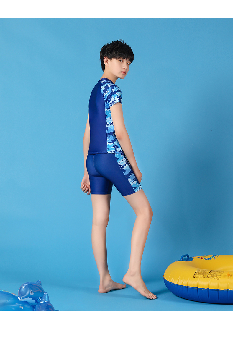 七色王国男童游泳衣分体中大童韩国青少年学生速干儿童男孩泳裤泡温泉