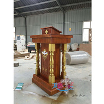 Preaching and mass with solid wood water curved willow carved bible reading table Church church relics size can be customized factory direct sales