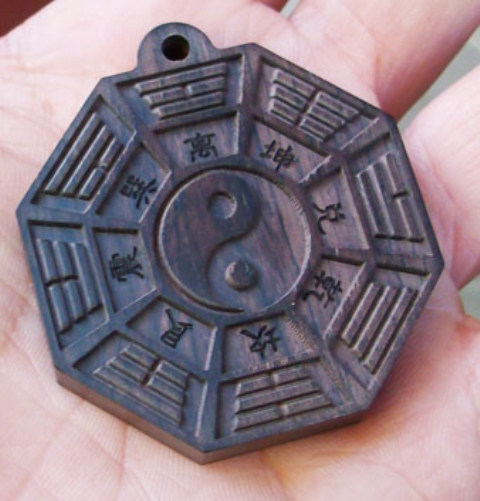 八卦太极 天然黑檀木 项链饰品吊坠 双面雕刻 护身符 道家 可订做_不