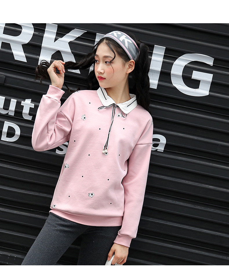 女童t恤长袖2018春装新款中大童翻领打底衫12 15岁儿童春秋上衣犇