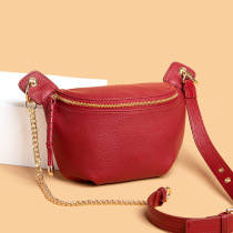 Genuine Leather Fashion Skew Satchel Bag Foreign Air 100 Hitch Dumplings Bag Large Capacity Single Shoulder Bag Advanced Sensual Chain Inclined Satchel New