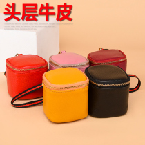 Genuine Leather Zero Money Baotou Layer Cow Leather With Lipstick Bag Key Bag Coin Bag Hands Carrying Hanging Bag Card Bag Mini Small Square Bag