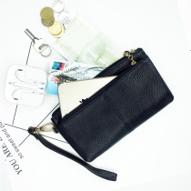 Cow leather length wallet genuine leather mobile phone wallet head layer of cow leather zero money bag hand grab bag soft leather wallet wrist foreskin