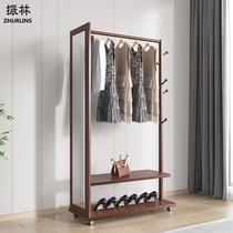 Solid wood cloister frame with mirror full body wearing clothing mirror hanger floor bedroom living room home clothes rack hanging hanger