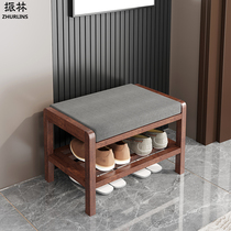 innet red Nordic entry door changing shoes stools solid wood can be sat in the shoes stool Hyun Off Home Brief modern doorway