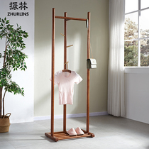 New Chinese solid wood clothes hat rack floor bedroom minimalist modern light lavish internet Red folk hotel multifunctional hanging hanger