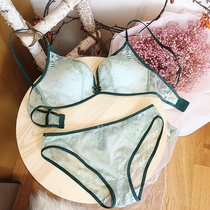 Retro small breasts gather lace adjustment type collars comfortable underwear womens upper thin lower thick bra set