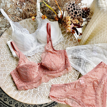 French light luxury lace sexy soft steel ring thin bra set big chest small non-bump fairy underwear bra