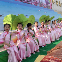 Simulation with pole lotus leaf lotus water pond decoration leaf shooting flower arrangement supplies childrens performance dance props flower