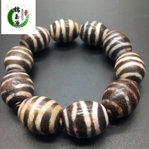 True cinnabar old ore slurry Jiuying Shale Xiangxiong Fidelity retro full weathered Tibetan celestial beads hand string tiger pattern