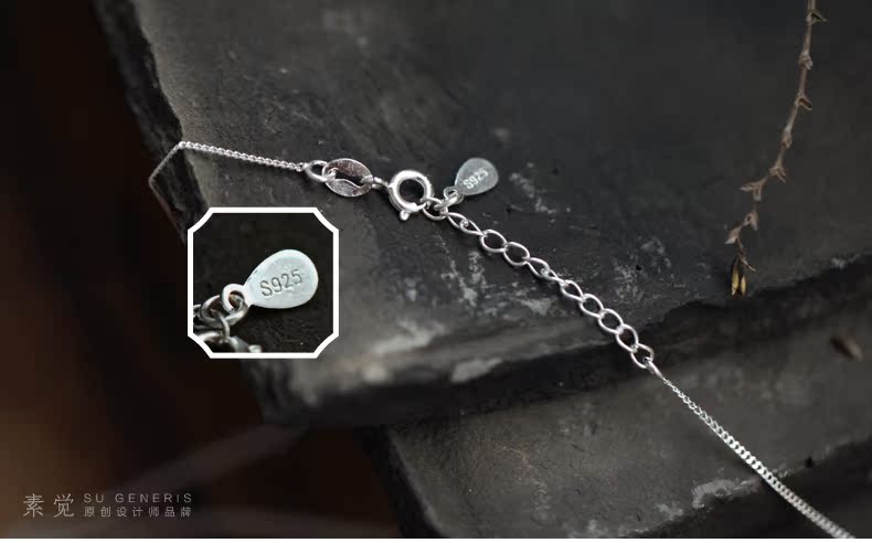 素觉原创925银饰品女简约百搭锁骨链银杏叶配