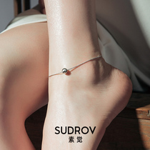 Seph S925 silver anklet female Korean version of simple student Mori society female sexy ankle chain simple female foot rope