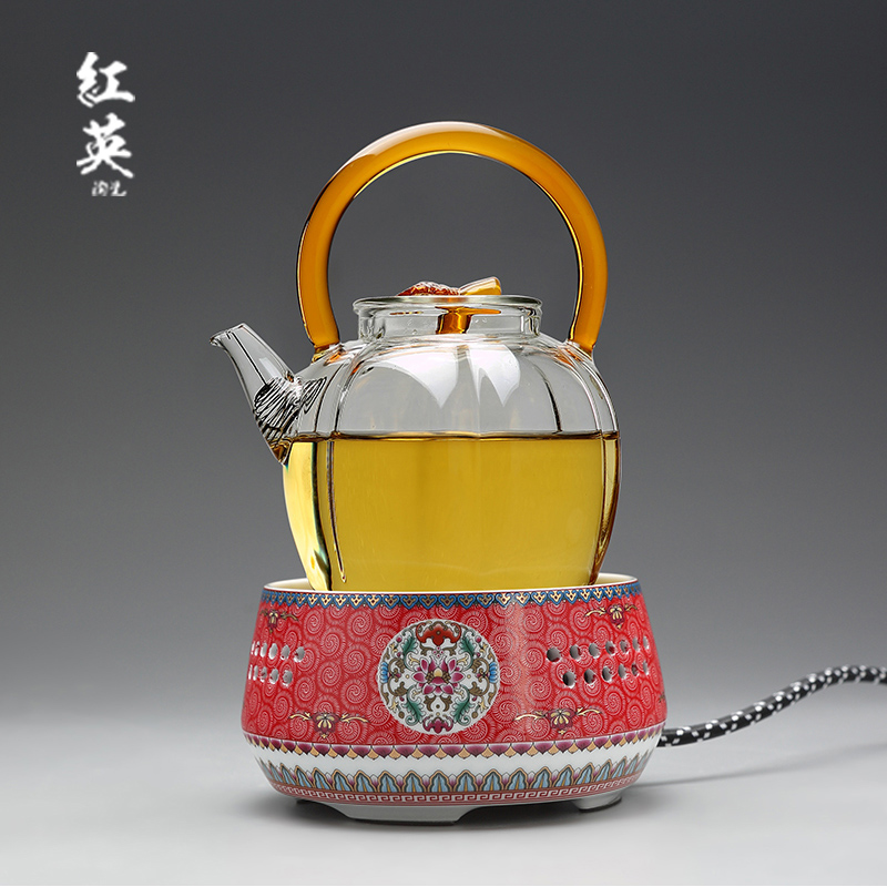 Jingdezhen colored enamel glass teapot herbal tea pu 'er the boiled tea, the electric ceramic tea stove cooking kettle suits for