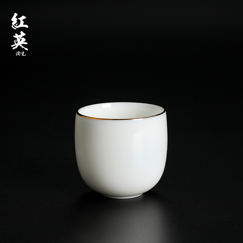 Hongying jingdezhen ceramic kung fu tea master cup single CPU thin body paint sweet white jade porcelain sample tea cup small tea cups