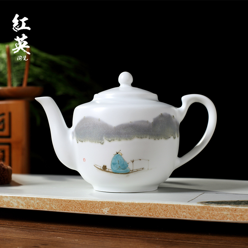 Jingdezhen hand draw a complete set of kung fu tea set suit household contracted and I Chinese style tea tray cups ceramic teapot