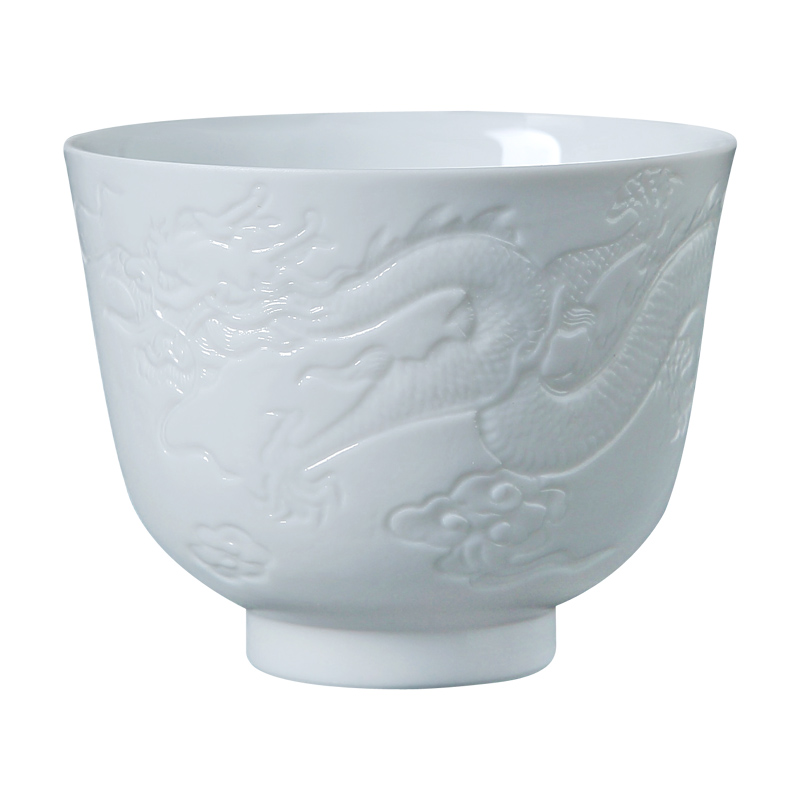 Jingdezhen ceramic kung fu noggin single master cup relief the see colour white porcelain tea sample tea cup by hand