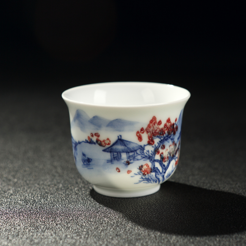 Hongying ceramics jingdezhen porcelain youligong kung fu tea set master cup single CPU hand - made thin foetus sample tea cup